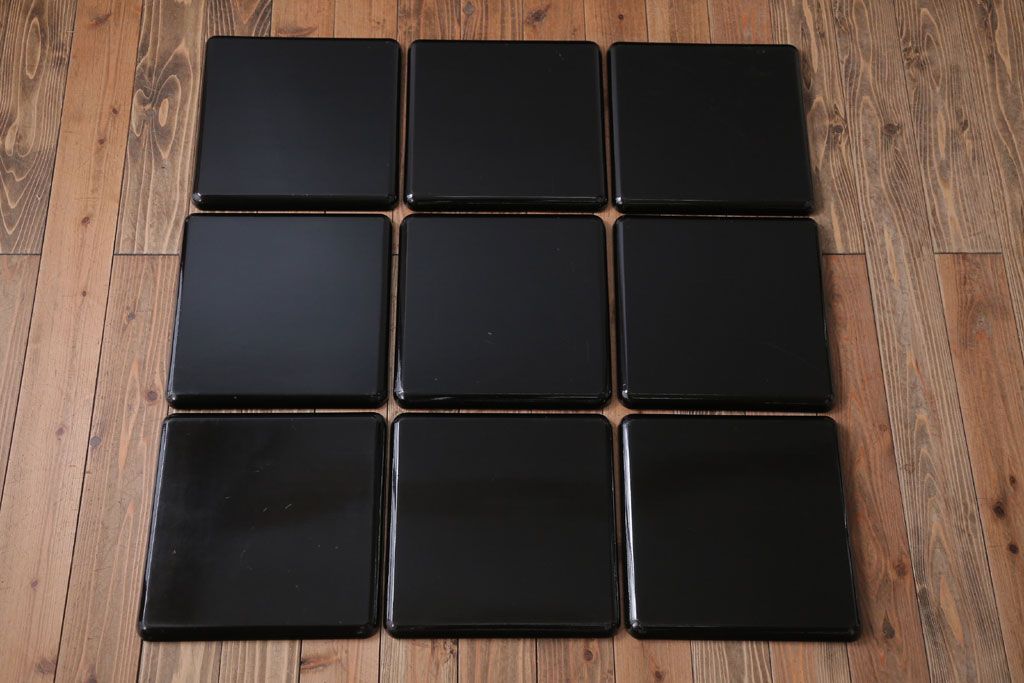 アンティーク雑貨　古民具・骨董　明治期　石目塗蒔絵膳9客