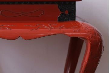 アンティーク雑貨　中国?古い朱漆木製花台(彫刻・堆朱・蒔絵)