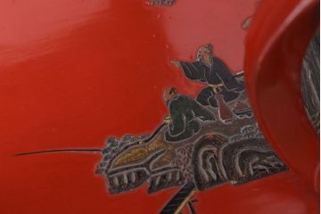 アンティーク雑貨　中国?古い朱漆木製花台(彫刻・堆朱・蒔絵)