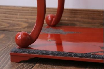 アンティーク雑貨　中国?古い朱漆木製花台(彫刻・堆朱・蒔絵)