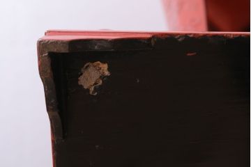 アンティーク雑貨　中国?古い朱漆木製花台(彫刻・堆朱・蒔絵)