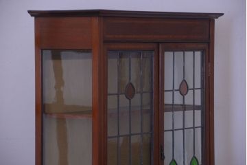 アンティーク家具　イギリスアンティーク　象嵌ステンドガラスケース