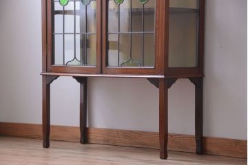 アンティーク家具　イギリスアンティーク　象嵌ステンドガラスケース