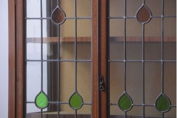 アンティーク家具　イギリスアンティーク　象嵌ステンドガラスケース
