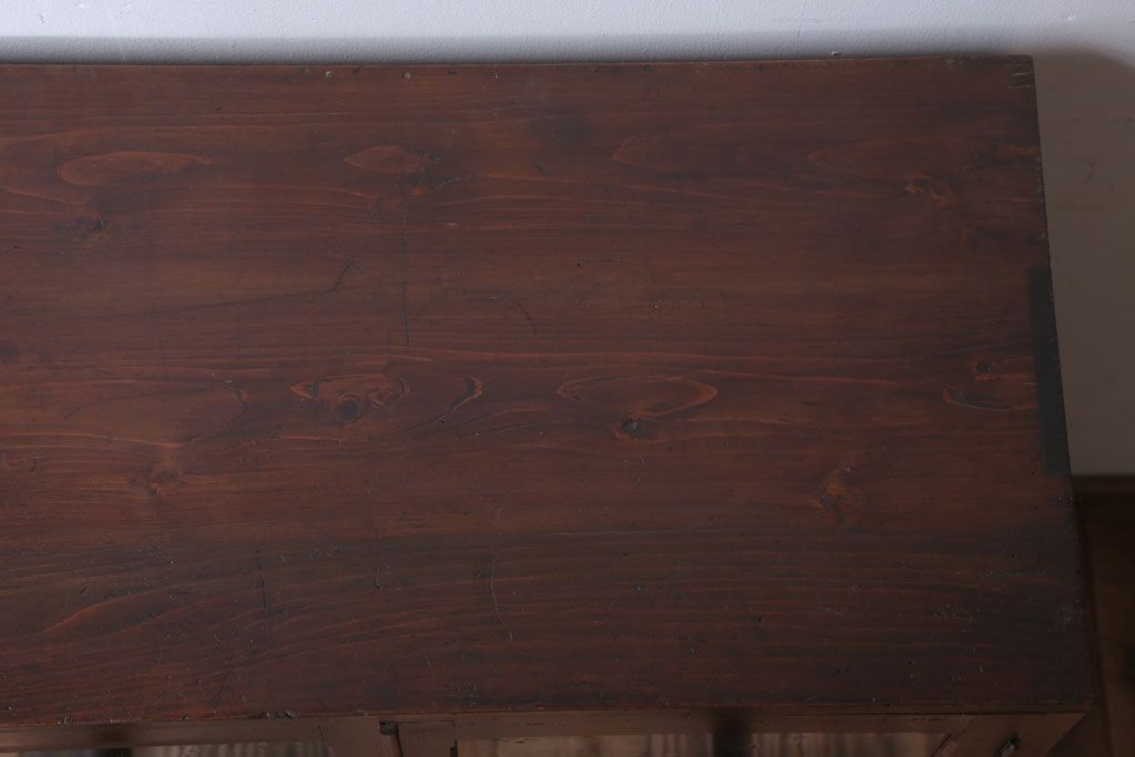 アンティーク家具　和製アンティーク　気泡ガラス入り!古い木製のブックケース(本箱)