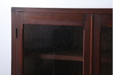 アンティーク家具　和製アンティーク　気泡ガラス入り!古い木製のブックケース(本箱)