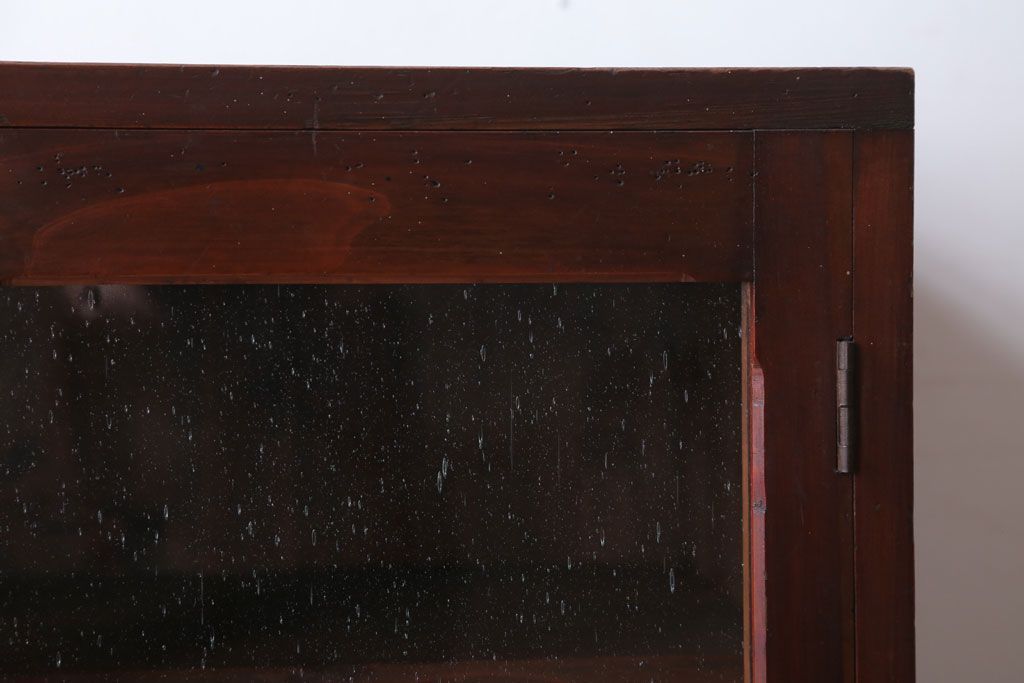 アンティーク家具　和製アンティーク　気泡ガラス入り!古い木製のブックケース(本箱)