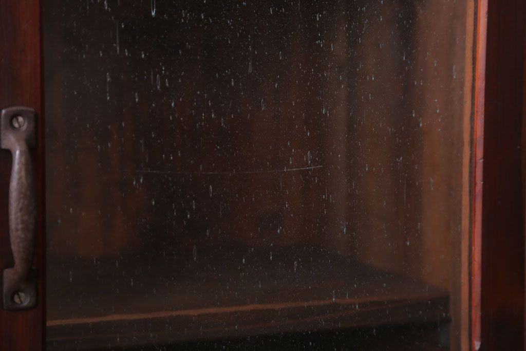 アンティーク家具　和製アンティーク　気泡ガラス入り!古い木製のブックケース(本箱)