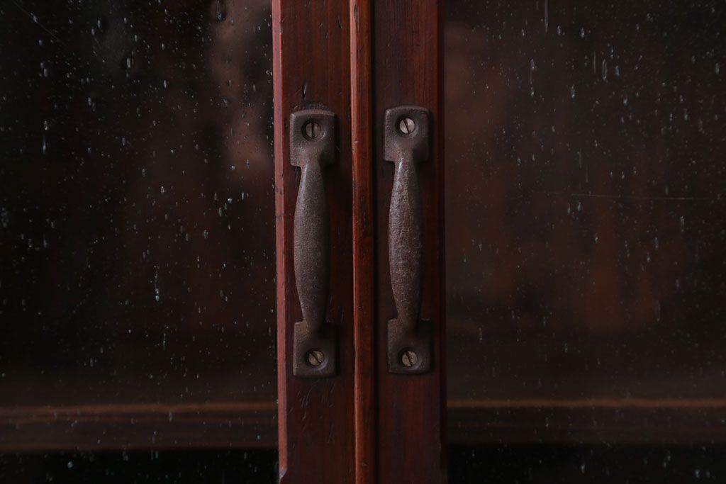 アンティーク家具　和製アンティーク　気泡ガラス入り!古い木製のブックケース(本箱)