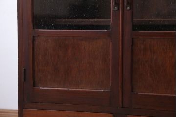 アンティーク家具　和製アンティーク　気泡ガラス入り!古い木製のブックケース(本箱)