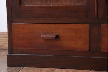 アンティーク家具　和製アンティーク　気泡ガラス入り!古い木製のブックケース(本箱)