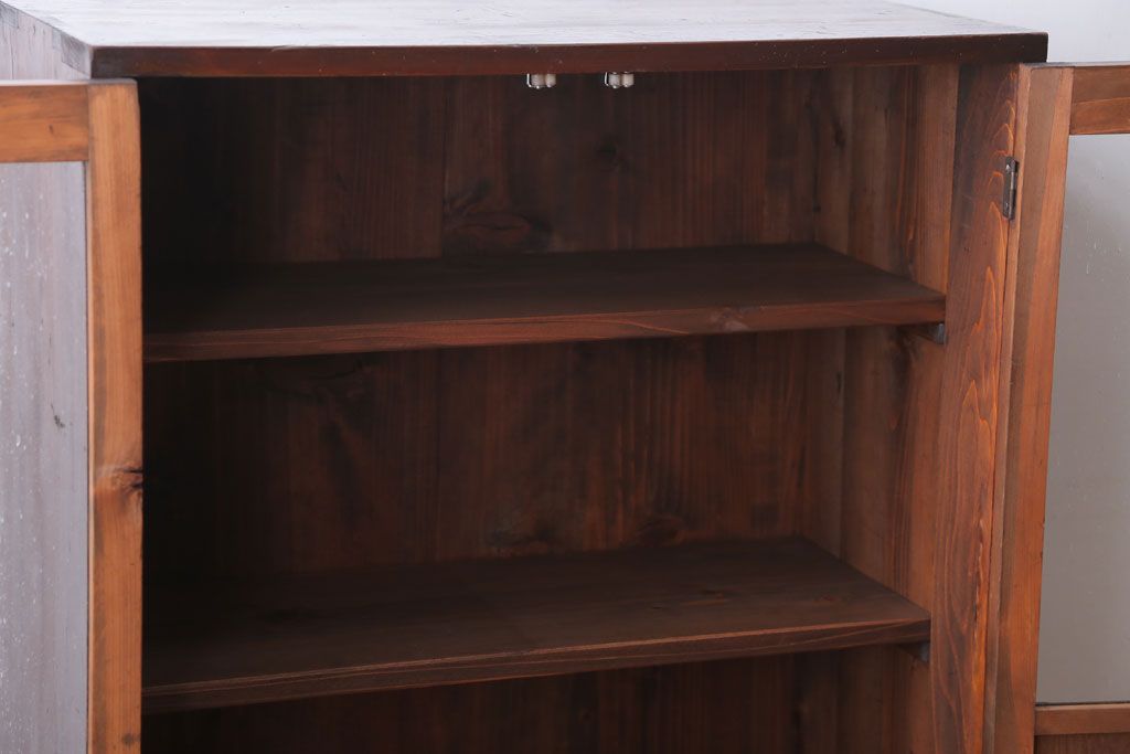 アンティーク家具　和製アンティーク　気泡ガラス入り!古い木製のブックケース(本箱)