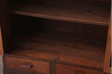 アンティーク家具　和製アンティーク　気泡ガラス入り!古い木製のブックケース(本箱)