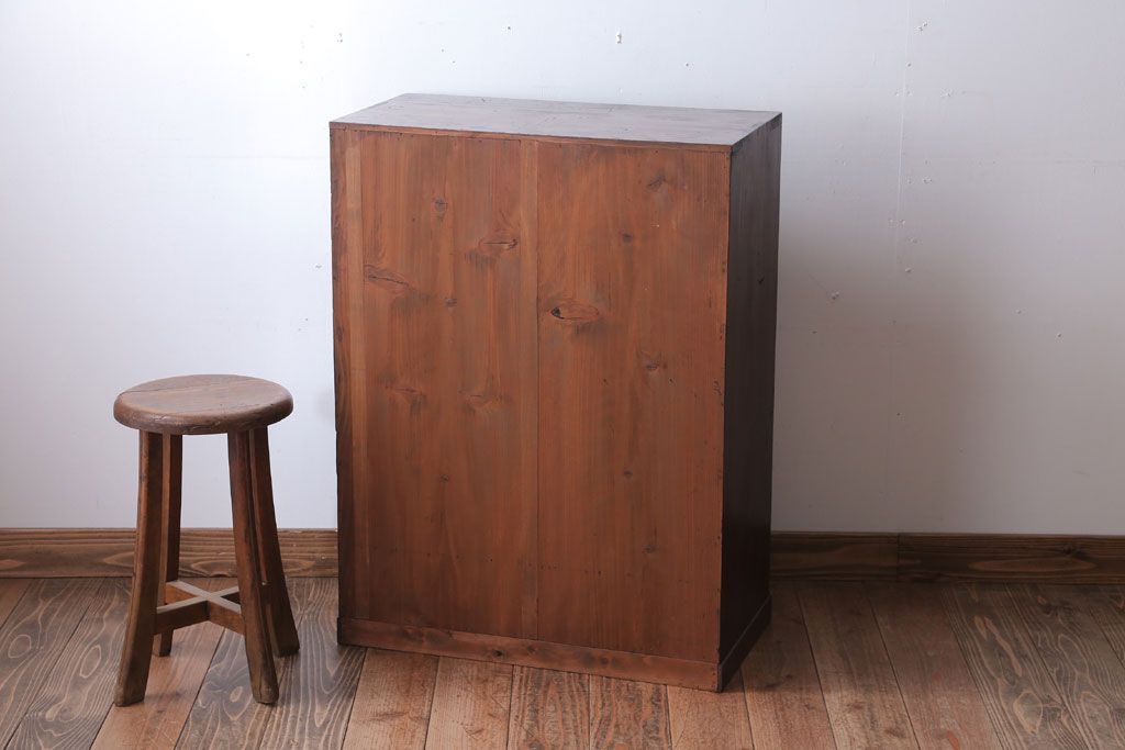 アンティーク家具　和製アンティーク　気泡ガラス入り!古い木製のブックケース(本箱)