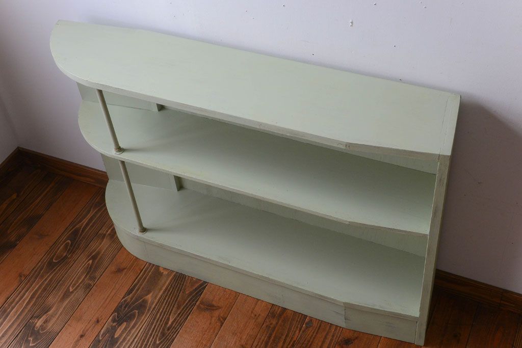 アンティーク家具　アンティークペイント　変わり型!爽やかな飾り棚