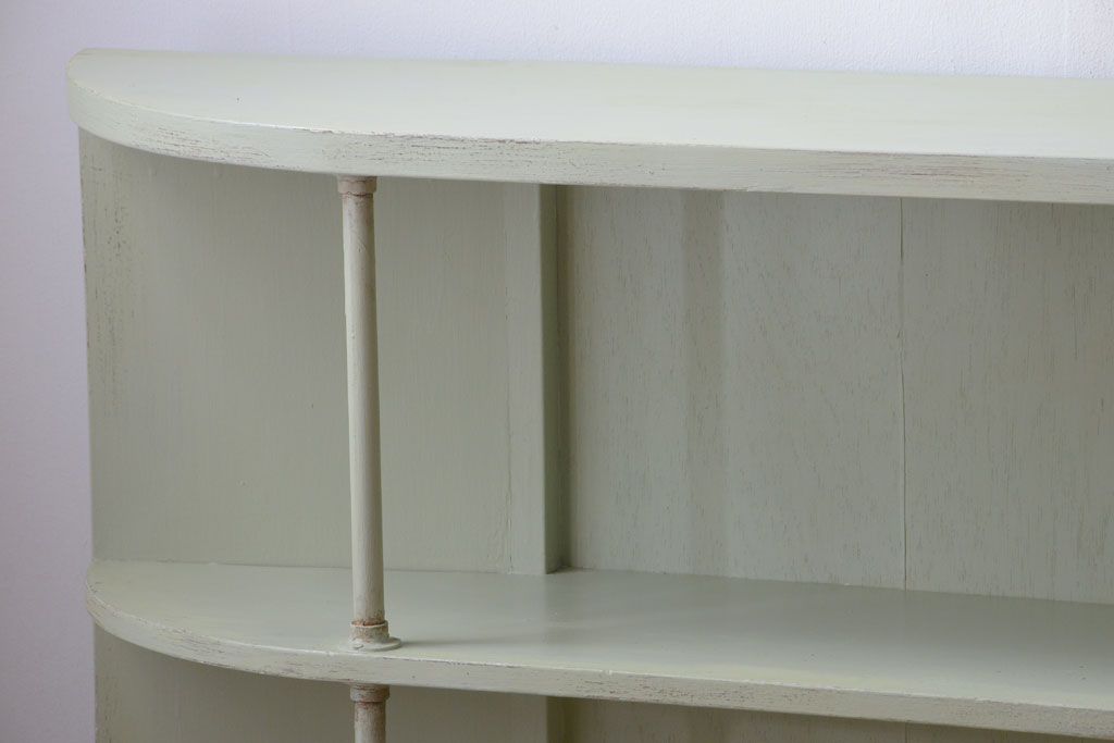 アンティーク家具　アンティークペイント　変わり型!爽やかな飾り棚