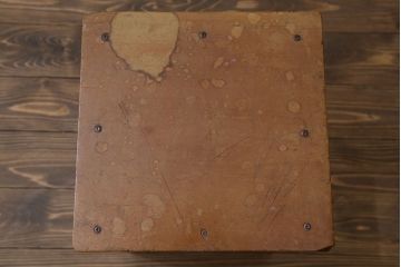 レトロ家具　昭和レトロ　古い学校の木製角スツール(3)