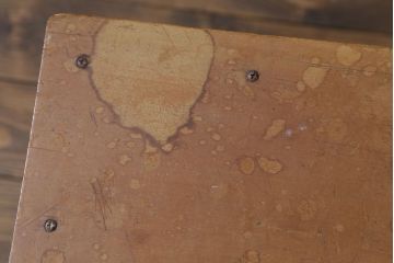 レトロ家具　昭和レトロ　古い学校の木製角スツール(3)