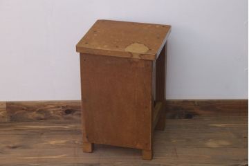 レトロ家具　昭和レトロ　古い学校の木製角スツール(3)