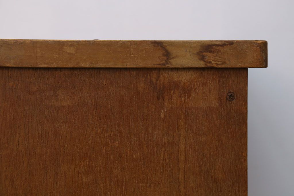 レトロ家具　昭和レトロ　古い学校の木製角スツール(3)