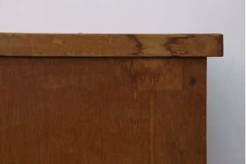 レトロ家具　昭和レトロ　古い学校の木製角スツール(3)