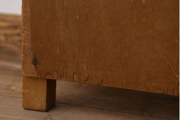 レトロ家具　昭和レトロ　古い学校の木製角スツール(3)