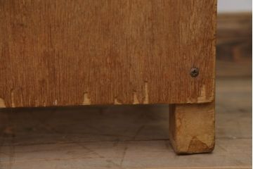 レトロ家具　昭和レトロ　古い木のノスタルジックな角スツール(1)
