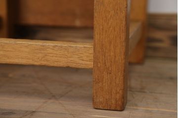レトロ家具　昭和レトロ　古い学校の小さな木製角スツール(1)