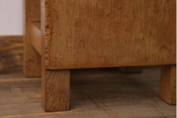 レトロ家具　昭和レトロ　古い学校の小さな木製角スツール(2)