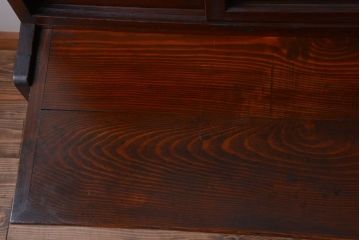 レトロ家具　昭和レトロ　ダイヤガラスがかわいい和製アンティーク食器棚(カップボード)