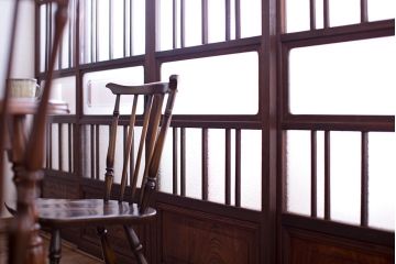 和製アンティーク　腰板欅材!上質な高級ガラス戸4枚セット