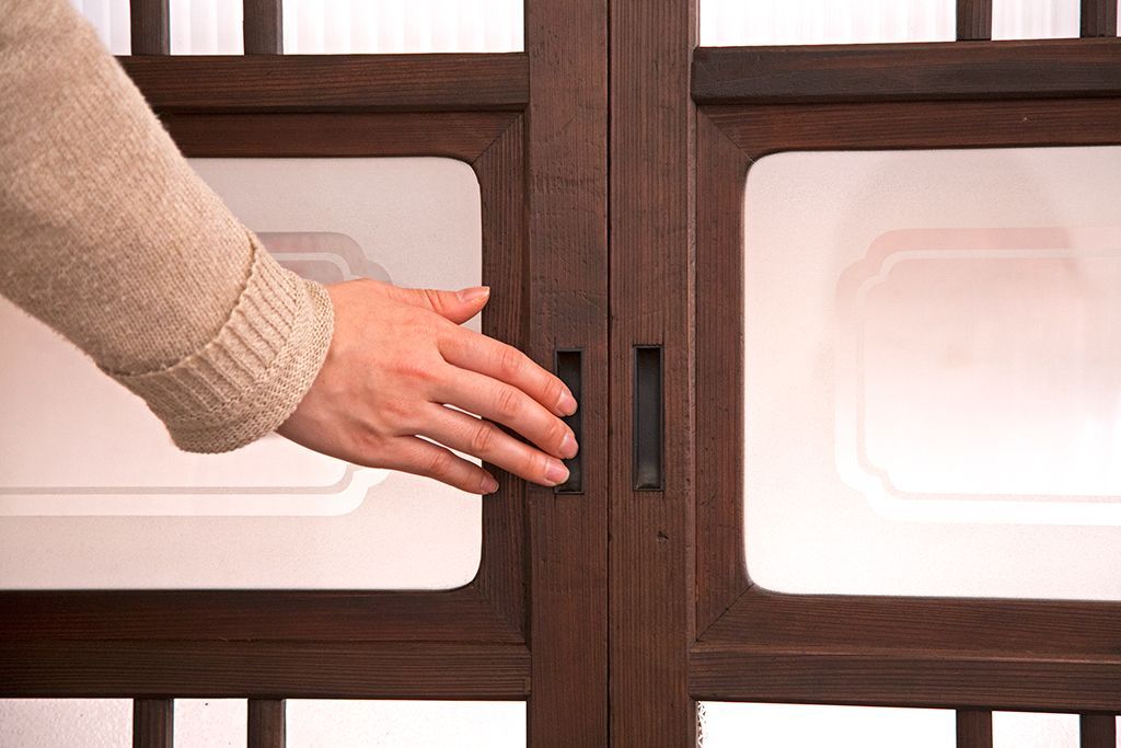 和製アンティーク　腰板欅材!上質な高級ガラス戸4枚セット