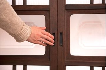 和製アンティーク　腰板欅材!上質な高級ガラス戸4枚セット