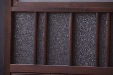 和製アンティーク　腰板欅材!上質な高級ガラス戸4枚セット