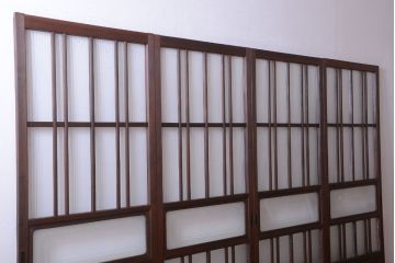 和製アンティーク　腰板欅材!上質な高級ガラス戸4枚セット