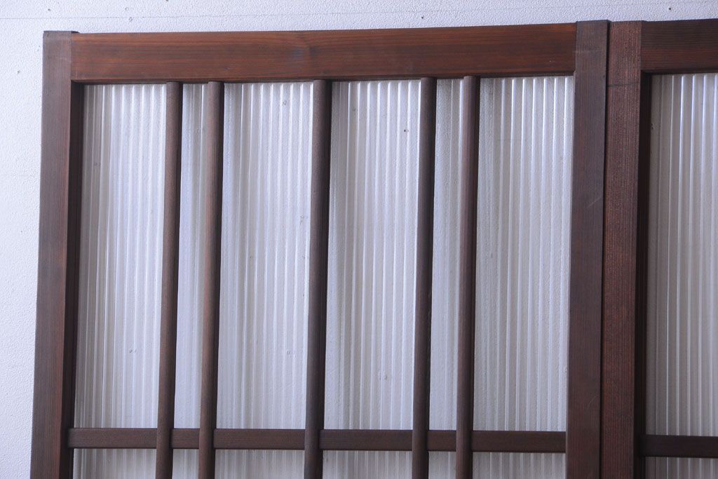 和製アンティーク　腰板欅材!上質な高級ガラス戸4枚セット