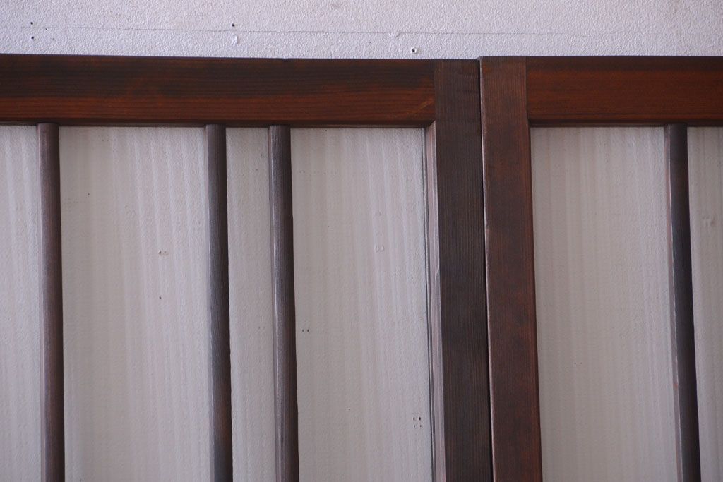 和製アンティーク　腰板欅材!上質な高級ガラス戸4枚セット