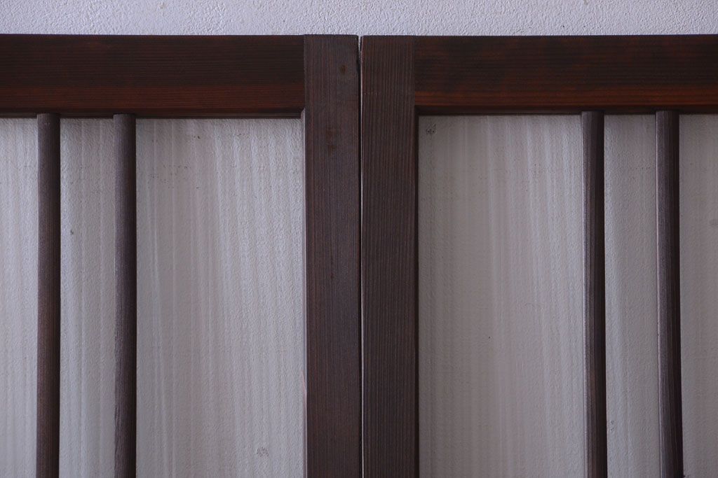 和製アンティーク　腰板欅材!上質な高級ガラス戸4枚セット