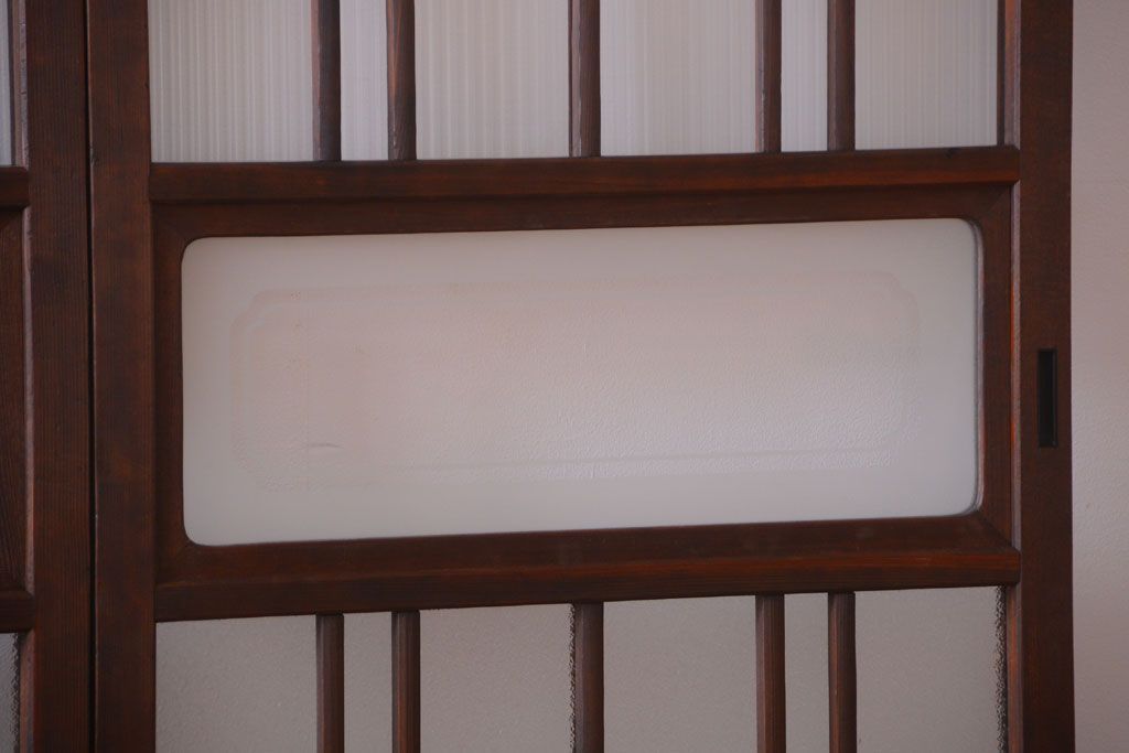 和製アンティーク　腰板欅材!上質な高級ガラス戸4枚セット