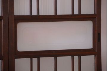 和製アンティーク　腰板欅材!上質な高級ガラス戸4枚セット