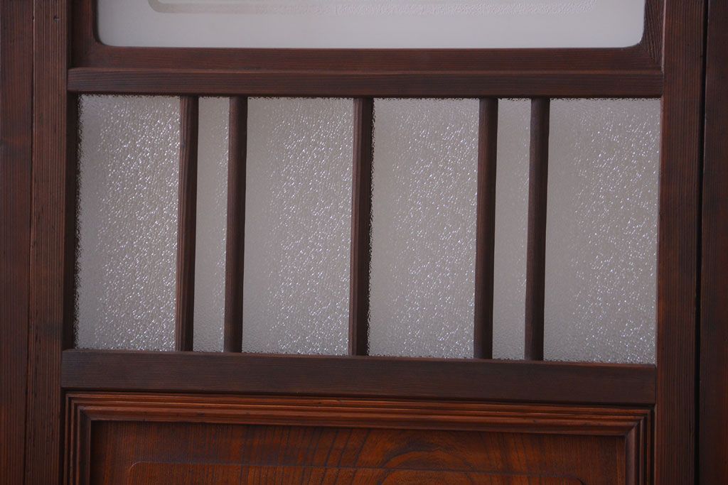 和製アンティーク　腰板欅材!上質な高級ガラス戸4枚セット