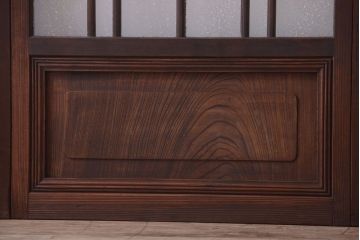 和製アンティーク　腰板欅材!上質な高級ガラス戸4枚セット