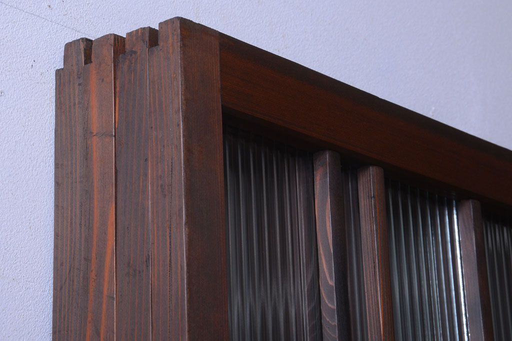 和製アンティーク　腰板欅材!上質な高級ガラス戸4枚セット