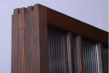 和製アンティーク　腰板欅材!上質な高級ガラス戸4枚セット