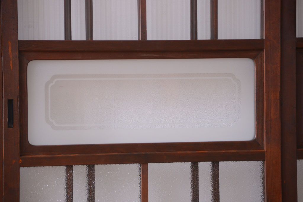 和製アンティーク　腰板欅材!上質な高級ガラス戸4枚セット