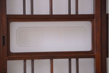 和製アンティーク　腰板欅材!上質な高級ガラス戸4枚セット