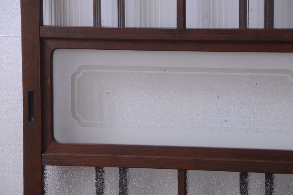 和製アンティーク　腰板欅材!上質な高級ガラス戸4枚セット