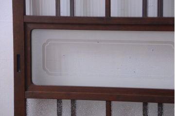 和製アンティーク　腰板欅材!上質な高級ガラス戸4枚セット