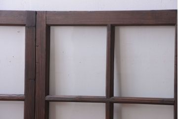 和製アンティーク　古い木のシンプルなガラス戸4枚セット(窓)