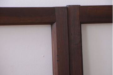 和製アンティーク　古い木のシンプルなガラス戸4枚セット(窓)
